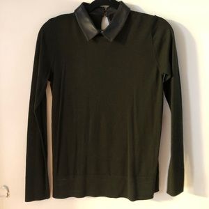 Leather collar sweater